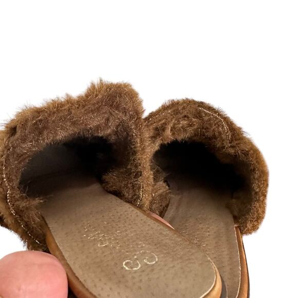 Seychelles Survival Cozy Mule Slides Leather Faux Fur Tan Size 8.5 - Picture 2 of 8